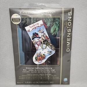 Dimensions SNOWMAN GATHERING 16in Christmas Stocking Cross Stitch Kit 70-08866